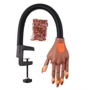 Brown Nail Art Hands Professional Practice Hand +100Pcs Nail Tip