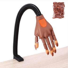 Brown Nail Art Hands Professional Practice Hand +100Pcs Nail Tip