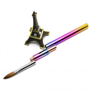 Gradient Color Alloy aluminum Handle Kolinsky Acrylic Nail Brushes
