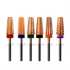Rose Gold Coating 6 in 1 Tungsten Carbide Nail Drill Bits