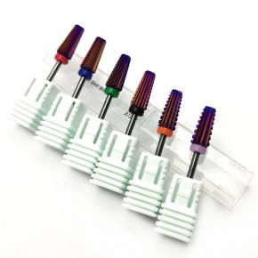 Purple Coating Tungsten Carbide Nail Drill Bits  6 in 1