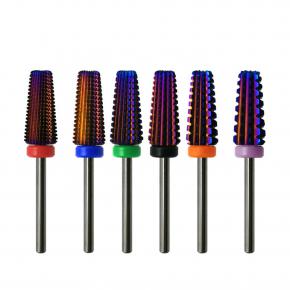 Purple Coating Tungsten Carbide Nail Drill Bits  6 in 1