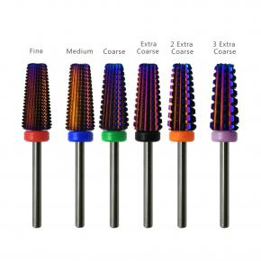 Purple Coating Tungsten Carbide Nail Drill Bits  6 in 1