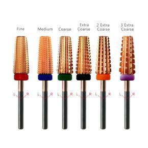 Rose Gold Coating 6 in 1 Tungsten Carbide Nail Drill Bits